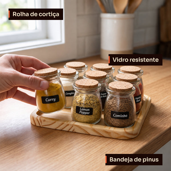 Porta temperos 9 potes na bancada da cozinha #9