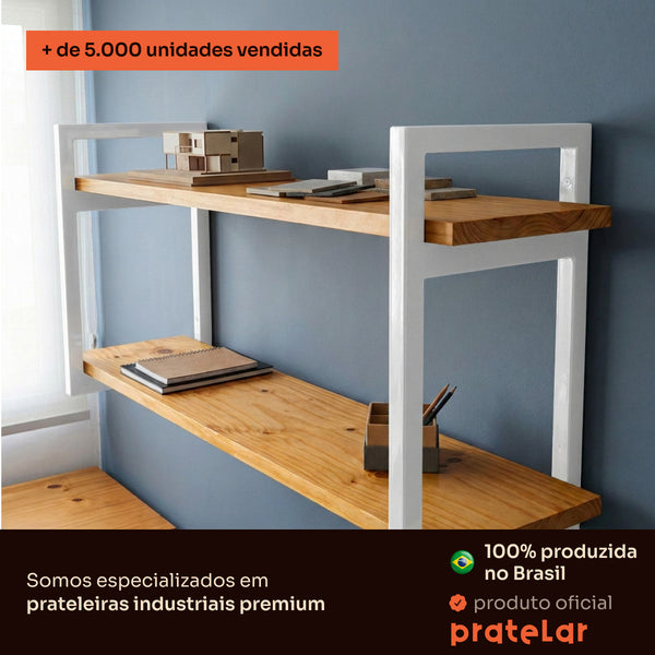 Prateleira dupla industrial branca 100x20 cm Pratelar, mais de 5.000 unidades vendidas #100x20cm #branco