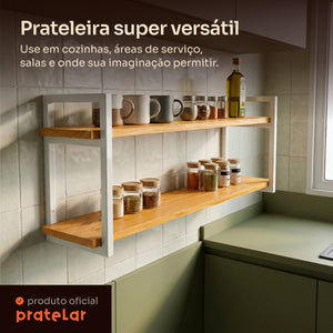 Prateleira dupla industrial branca 100x20 cm super versátil #100x20cm #branco