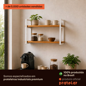 Prateleira dupla industrial branca 60x20 cm Pratelar, mais de 5.000 unidades vendidas #60x20cm #branco