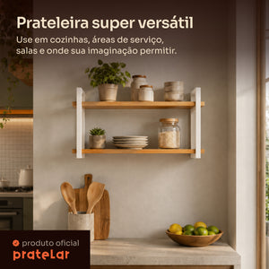 Prateleira dupla industrial branca 60x20 cm super versátil #60x20cm #branco