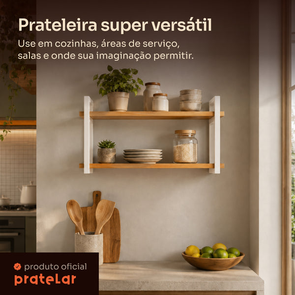 Prateleira dupla industrial branca 60x20 cm super versátil #60x20cm #branco