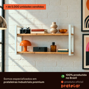 Prateleira dupla industrial branca 80x20 cm Pratelar, mais de 5.000 unidades vendidas #80x20cm #branco