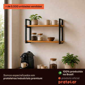 Prateleira dupla industrial preta 60x20 cm Pratelar, mais de 5.000 unidades vendidas #60x20cm #preto