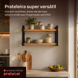 Prateleira dupla industrial preta 60x20 cm super versátil #60x20cm #preto