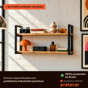 Prateleira dupla industrial preta 80x20 cm Pratelar, mais de 5.000 unidades vendidas #80x20cm #preto