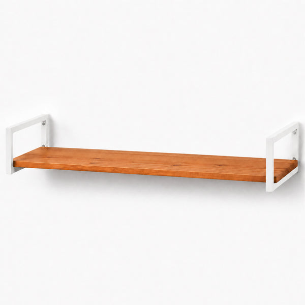 Prateleira industrial branca 100x20 cm, ferro metalon e tábua de pinus, Pratelar #100x20cm #branco