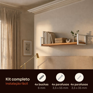 Kit de instalação da prateleira industrial branca 100x20 cm com buchas e parafusos #100x20cm #branco