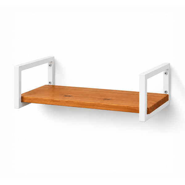 Prateleira industrial branca 60x20 cm, ferro metalon e tábua de pinus, Pratelar #60x20cm #branco