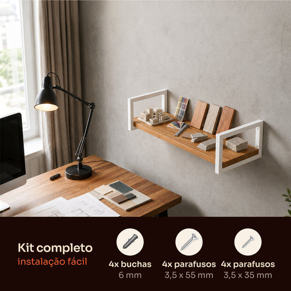 Kit de instalação da prateleira industrial branca 60x20 cm com buchas e parafusos #60x20cm #branco
