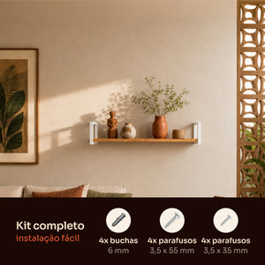 Kit de instalação da prateleira industrial branca 80x20 cm com buchas e parafusos #80x20cm #branco