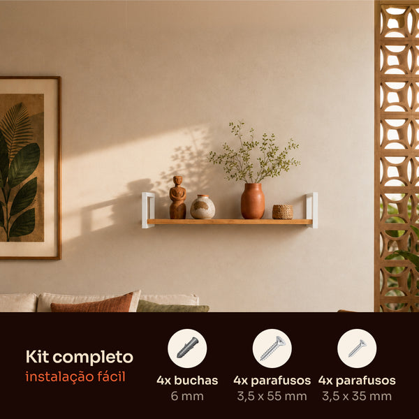 Kit de instalação da prateleira industrial branca 80x20 cm com buchas e parafusos #80x20cm #branco