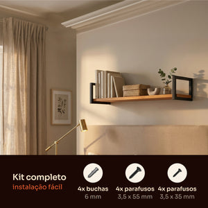 Kit de instalação da prateleira industrial preta 100x20 cm com buchas e parafusos #100x20cm #preto