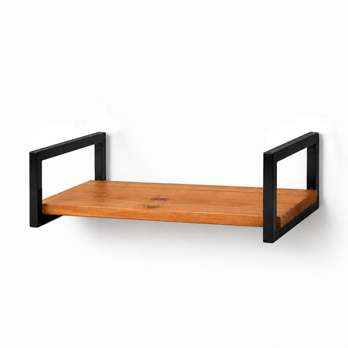 Prateleira industrial preta 60x20 cm, ferro metalon e tábua de pinus, Pratelar #60x20cm #preto