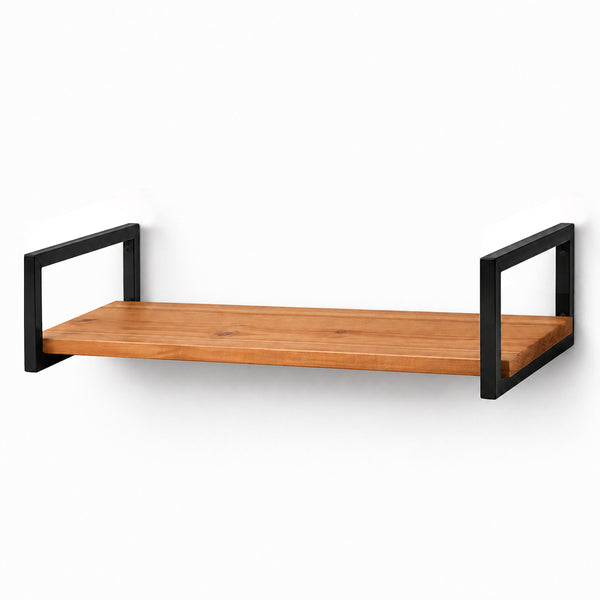 Prateleira industrial preta 80x20 cm, ferro metalon e tábua de pinus, Pratelar #80x20cm #preto