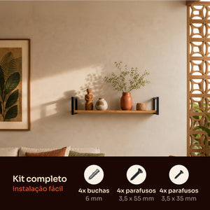 Kit de instalação da prateleira industrial preta 80x20 cm com buchas e parafusos #80x20cm #preto