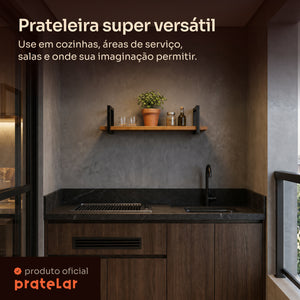 Prateleira industrial preta 80x20 cm super versátil #80x20cm #preto