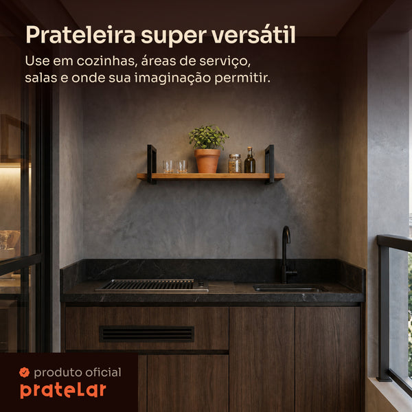 Prateleira industrial preta 80x20 cm super versátil #80x20cm #preto