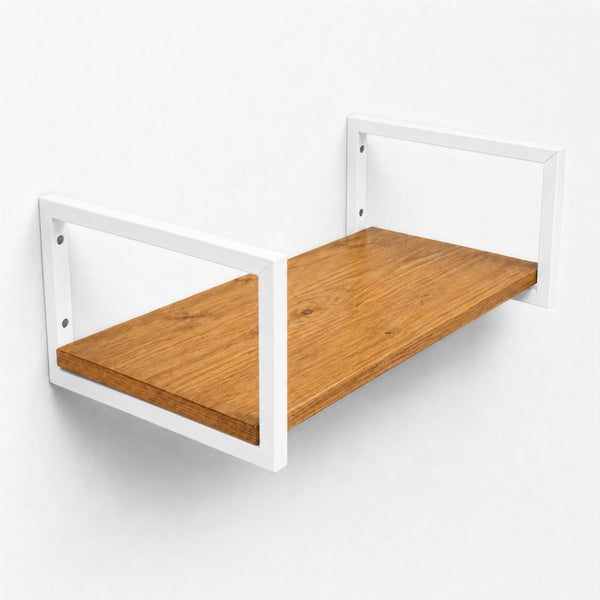 Prateleira industrial branca 60x30 cm, ferro metalon e tábua de pinus, Pratelar #60x30cm #branco