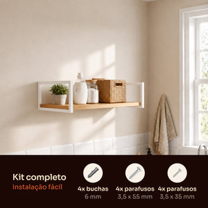 Kit de instalação da prateleira industrial branca 60x30 cm com buchas e parafusos #60x30cm #branco