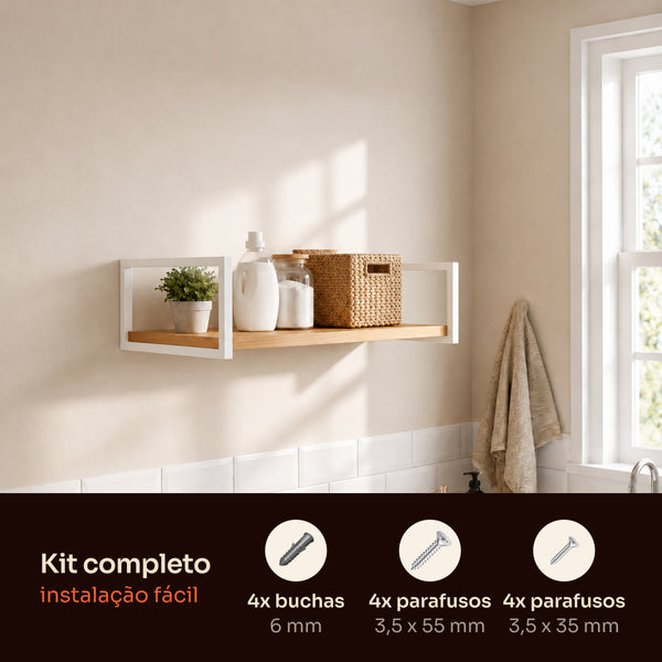 Kit de instalação da prateleira industrial branca 60x30 cm com buchas e parafusos #60x30cm #branco
