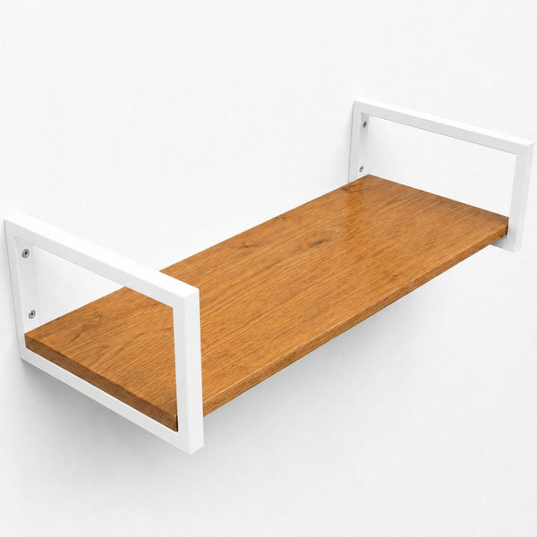 Prateleira industrial branca 80x30 cm, ferro metalon e tábua de pinus, Pratelar #80x30cm #branco