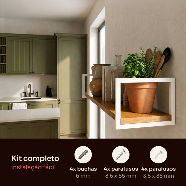 Kit de instalação da prateleira industrial branca 80x30 cm com buchas e parafusos #80x30cm #branco