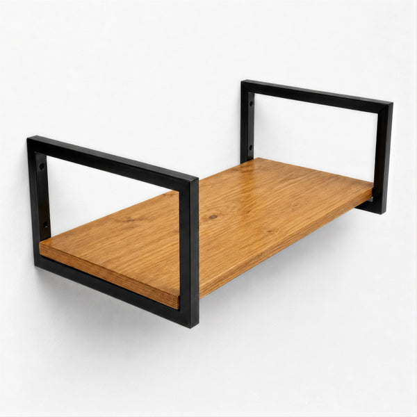 Prateleira industrial preta 60x30 cm, ferro metalon e tábua de pinus, Pratelar #60x30cm #preto