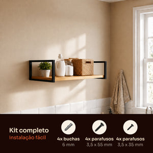 Kit de instalação da prateleira industrial preta 60x30 cm com buchas e parafusos #60x30cm #preto