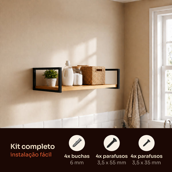 Kit de instalação da prateleira industrial preta 60x30 cm com buchas e parafusos #60x30cm #preto