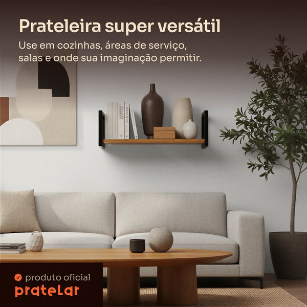 Prateleira industrial preta 60x30 cm super versátil na sala #60x30cm #preto