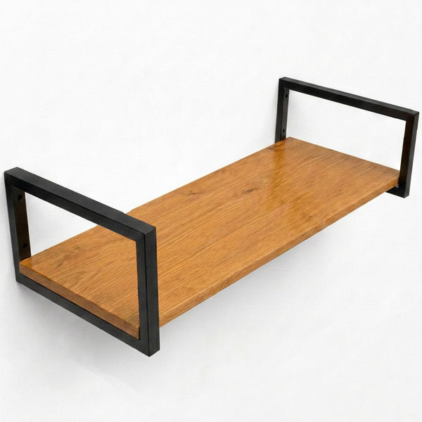 Prateleira industrial preta 80x30 cm, ferro metalon e tábua de pinus, Pratelar #80x30cm #preto