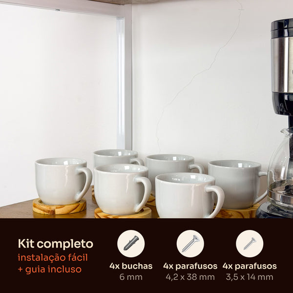 Kit de instalação da prateleira para micro-ondas branca com buchas, parafusos e guia #branco