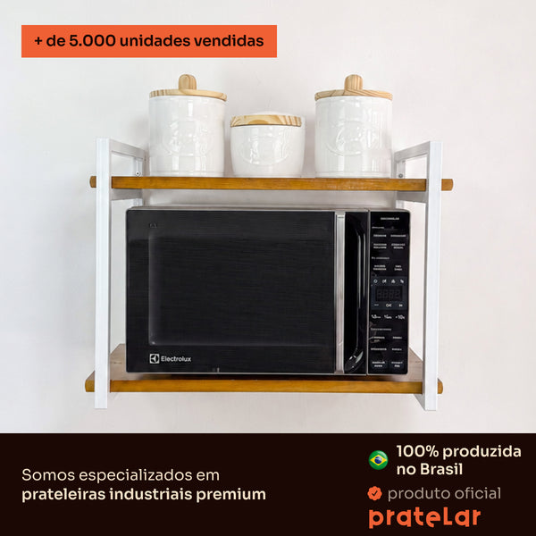 Prateleira para micro-ondas industrial branca Pratelar, mais de 5.000 unidades vendidas #branco